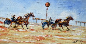 Cavalli al trotto: il quadro si trova in una Agenzia di Cantù - WOODNS