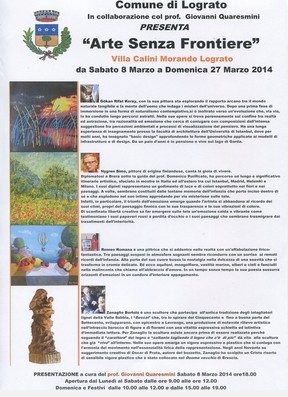 “Arte Senza Frontiere” - Comune di Lograto,da Sabato 8 Marzo a Domenica 27 Marzo - WOODNS