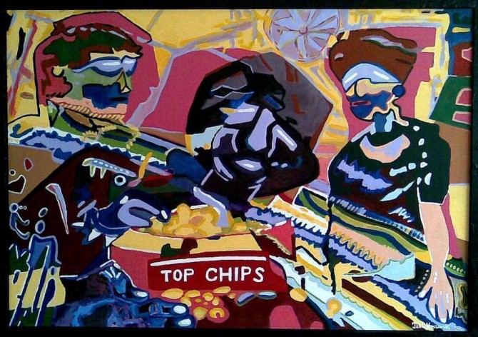 Eating Chips 2008 / Acrylate 138 cm X 94cm / - WOODNS