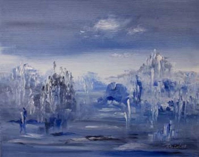 "Il blu sulla nebbia" - O Azul sobre a Névoa" - Olio su tela 50 x 40 cm (2007) - WOODNS