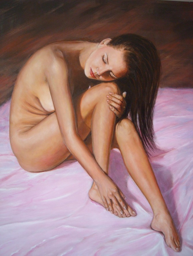 Rosa Desnuda , óleo sobre lienzo. - WOODNS