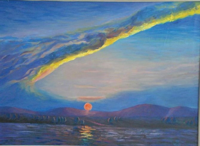 《日出》布面油画 -"Sonnenaufgang "  Öl auf Leinwand 100x73cm - WOODNS