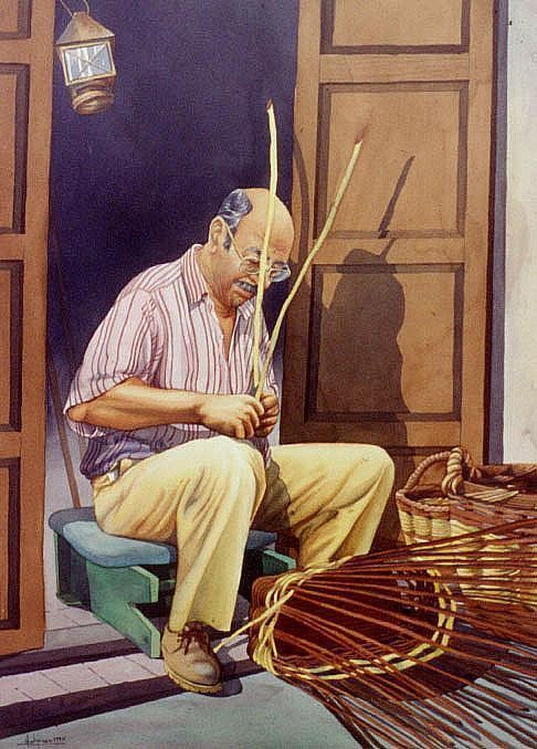 Alejandro Jorge Tremps - El cestero de sabinosa  , 70x50cm - WOODNS