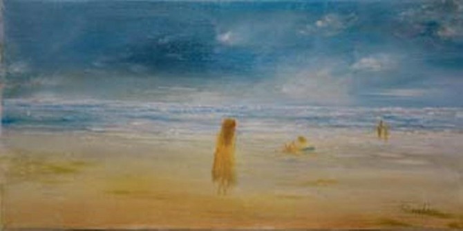 “Looking at the Sea" - oil on canvas 40 x 20cm (2008) - WOODNS